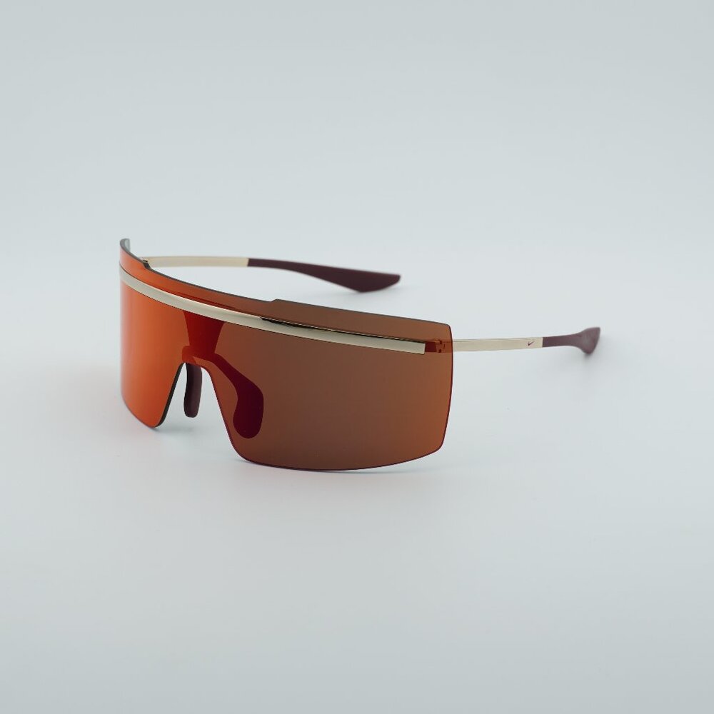 NIKE ECHO SHIELD M F 750 Sunglasses Gold Shield Frame, Crimson Mirror Lenses